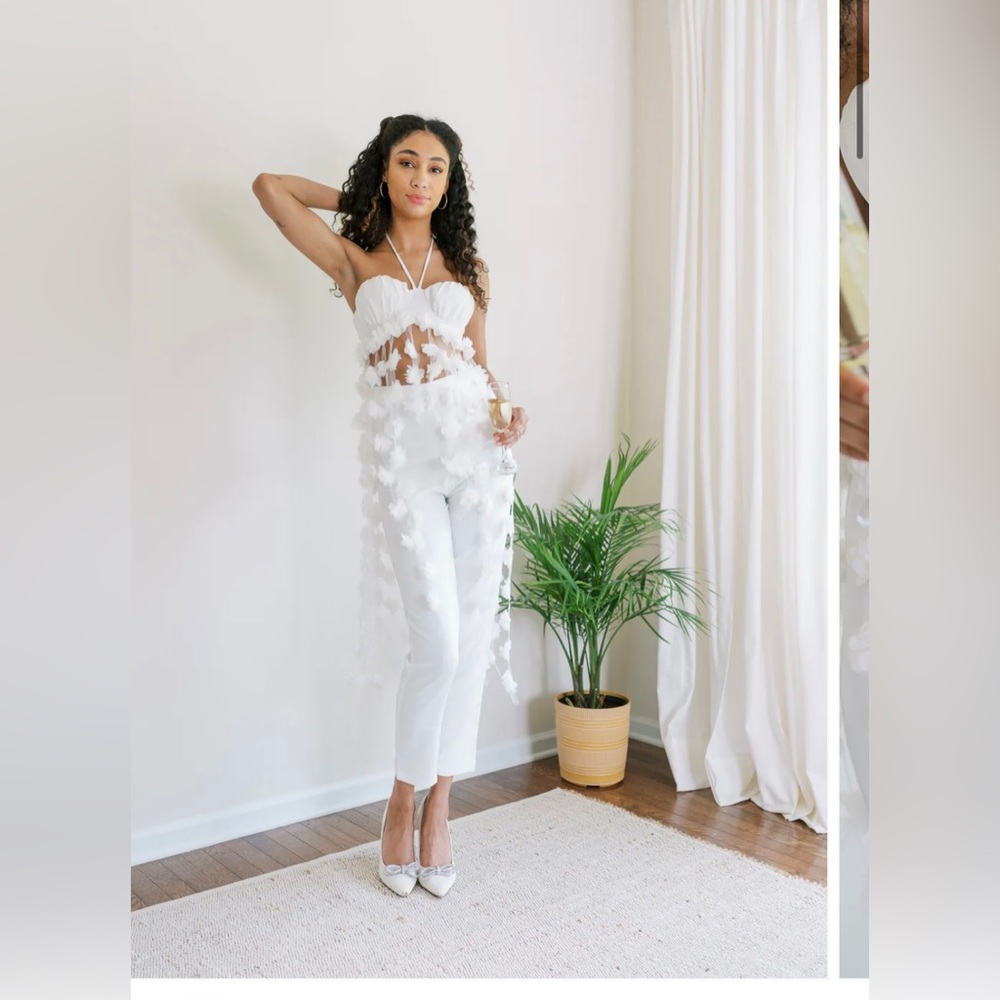NWT white top and pant set. Super cute for a bride and bachelorette style!